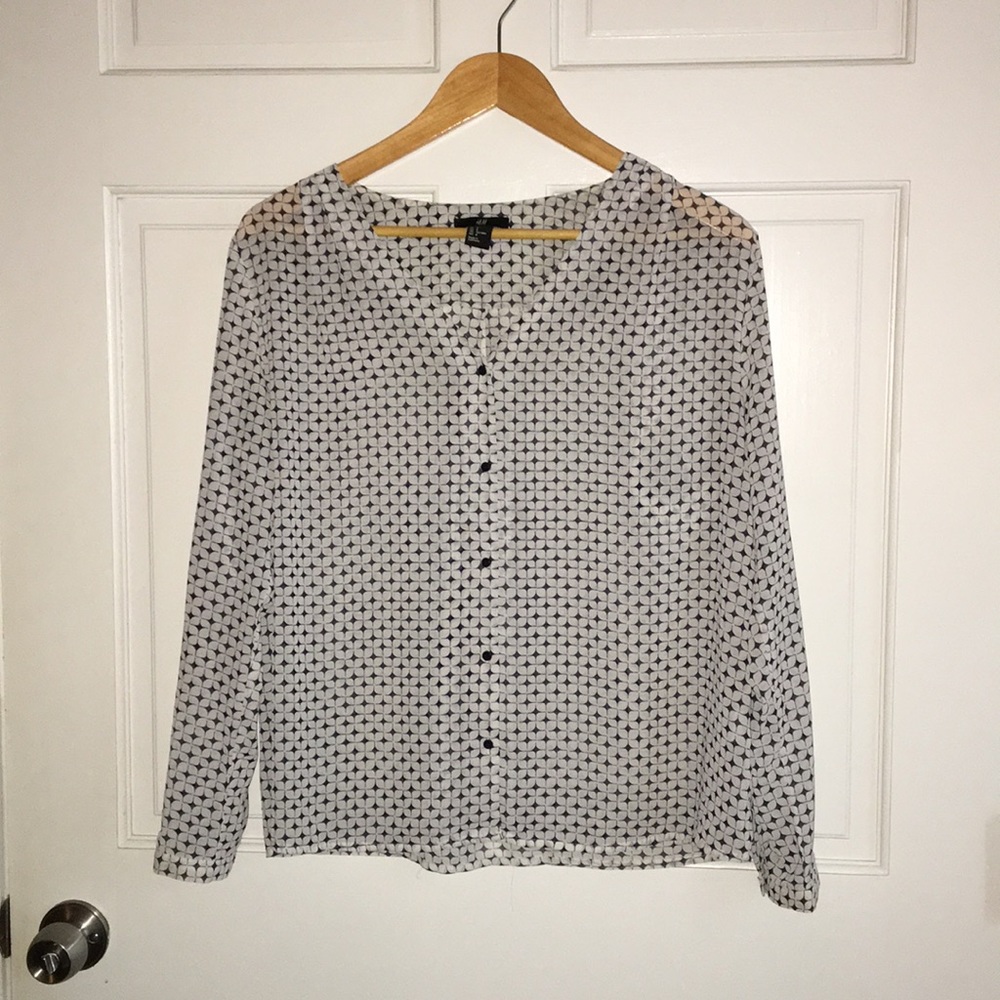 Navy and white blouse